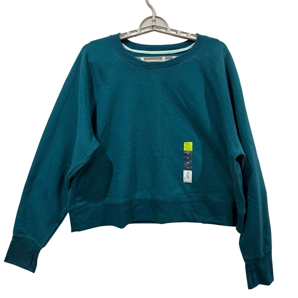 Tek Gear Womens XL Ultrasoft Fleece Oversized Crew‎ Sweatshirt Teal  NWT